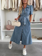 Denimkjole Løs Silhuet Moderne Komfortstil