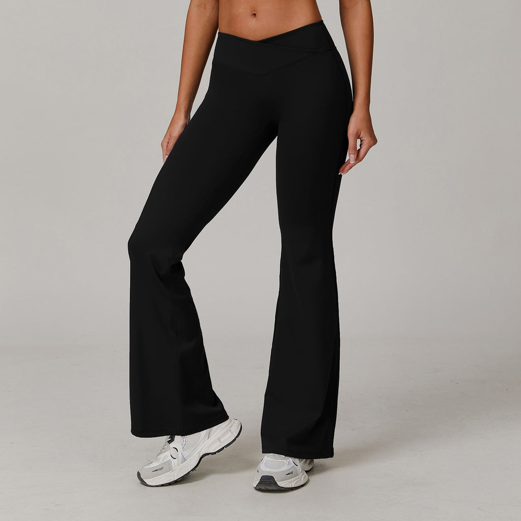 Pantaloni Yoga Donna a Zampa con Vita Incrociata – Comfort e Silhouette Modellante