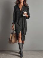 Abito Midi in Velluto Silhouette Retro Stile Comodo