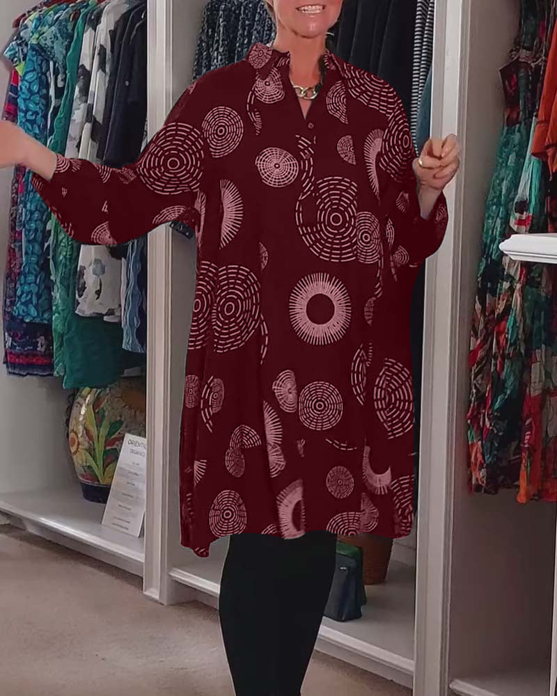 Vestito Casual Stampa Geometrica Stile Moderno