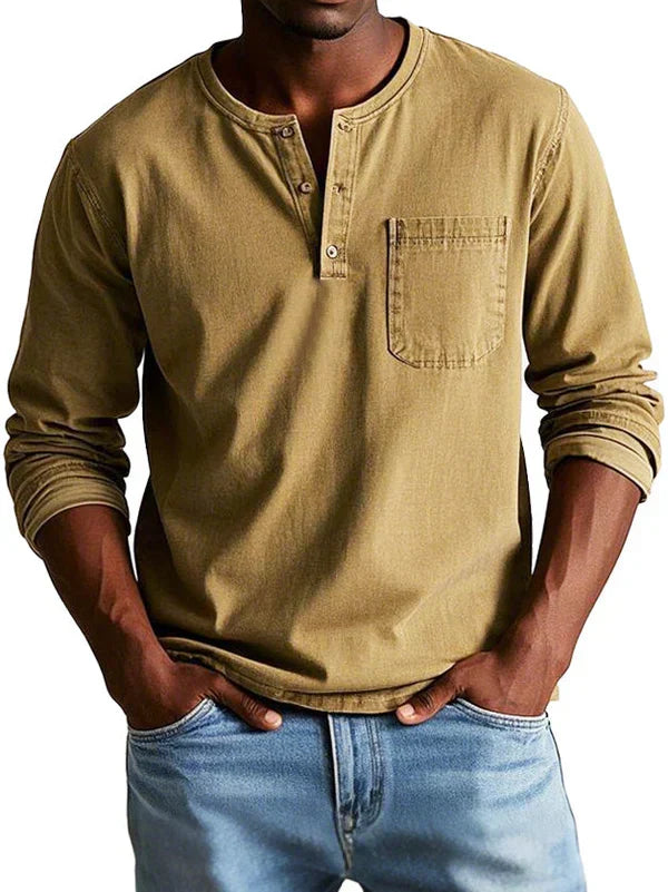 Maglia Henley Uomo a Maniche Lunghe ANFINITE