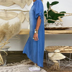 Denim Maxi Kjole Slids Silhuet Sommerstil