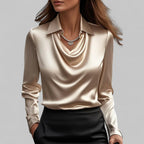 Blouse femme en satin à col cascade ANFINITE