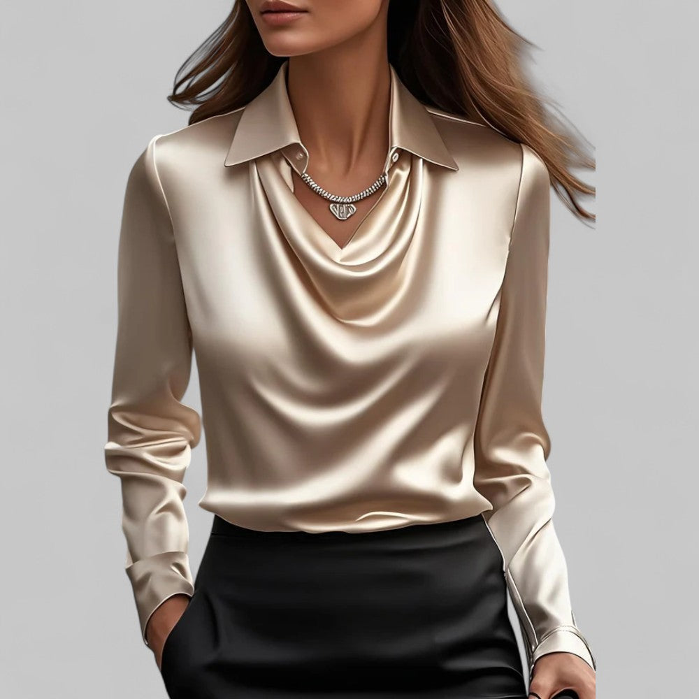 Blouse femme en satin à col cascade ANFINITE
