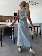 Denimkjole Ærmeløs Silhuet Moderne Stil