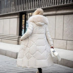 Piumino Lungo Donna Trapuntato con Collo Alto