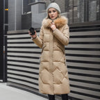 Piumino Lungo Donna Trapuntato con Collo Alto