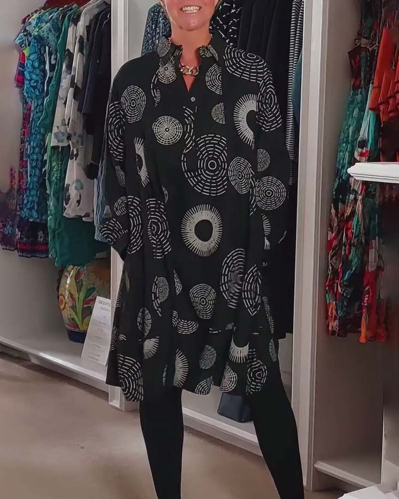 Vestito Casual Stampa Geometrica Stile Moderno