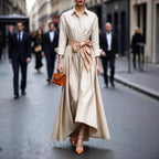 Robe-chemise midi pour femme Abito avec ceinture