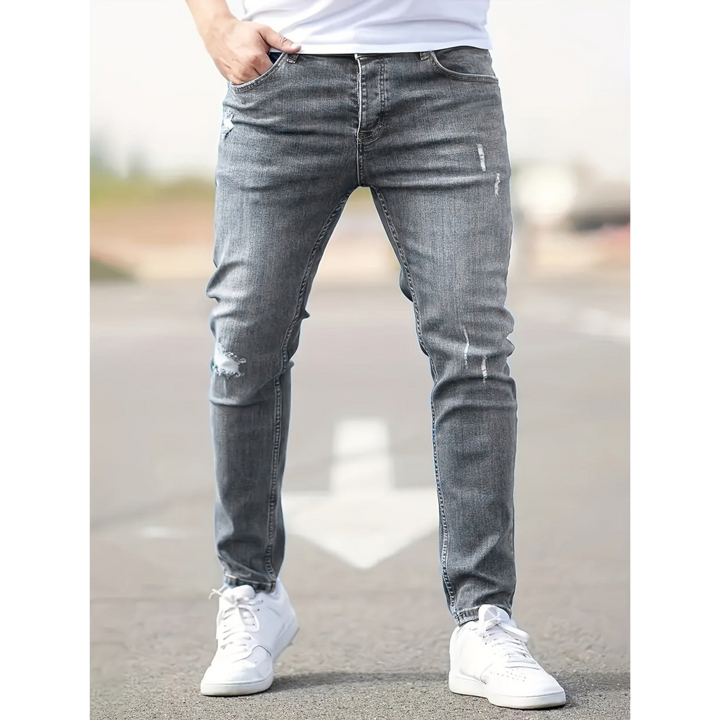 Jean homme slim extensible à effet usé – Denim décontracté moderne