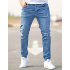 Jean homme slim extensible à effet usé – Denim décontracté moderne