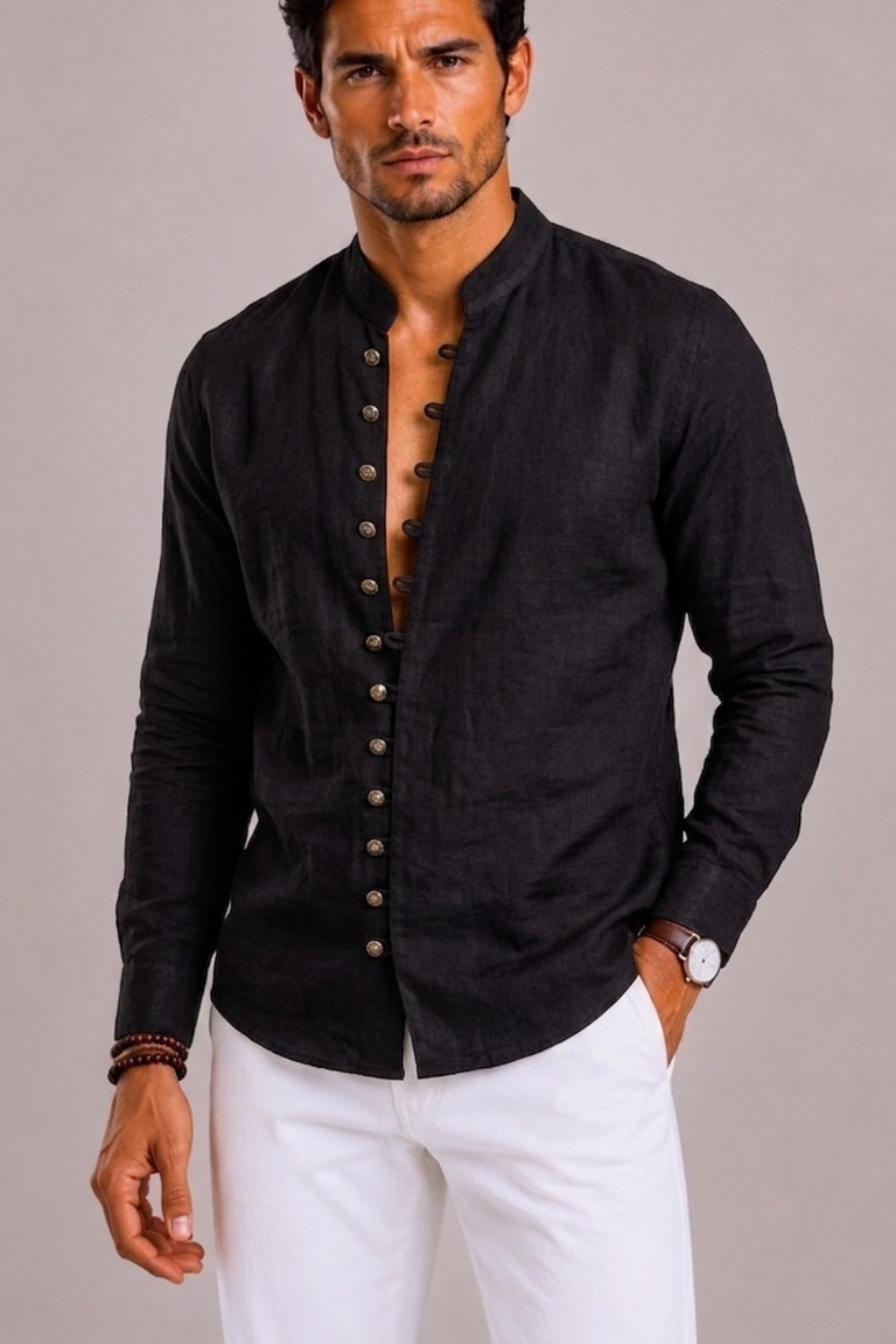 Camicia Uomo con Collo Coreano ANFINITE