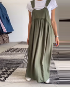 Abito Maxi Senza Maniche in 100% Cotone con Tasche