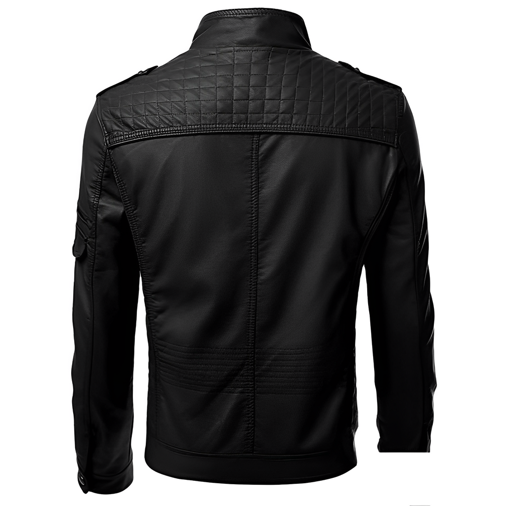 Giacca Biker Uomo in Pelle con Tasche Multiple e Zip – Stile Motociclista Urbano