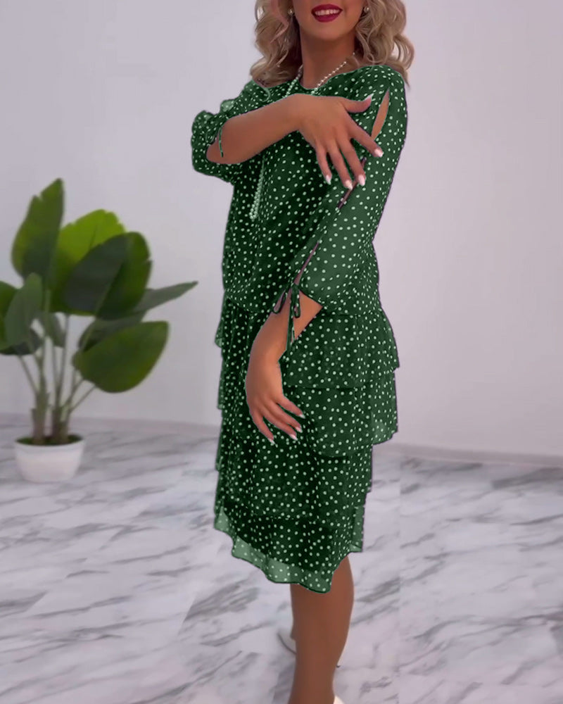Abito a Maniche Corte Eleganza a Pois