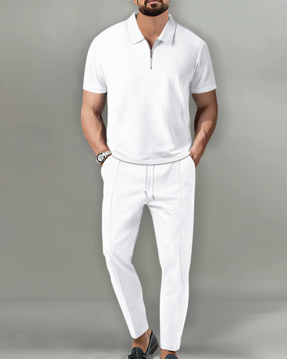 Completo Uomo 2 Pezzi con Polo Zip – Stile Moderno ed Elegante
