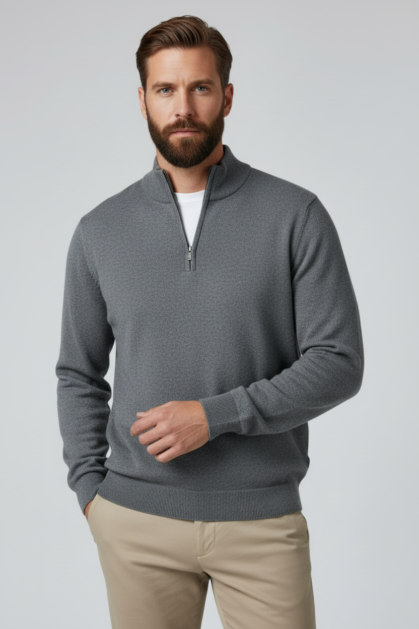 ANFINITE - Herre Half-Zip Striktrøje med Høj Krave