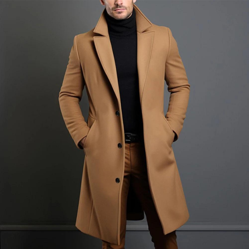 Cappotto Lungo Uomo in Lana dal Taglio Sartoriale