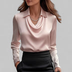 Blouse femme en satin à col cascade ANFINITE