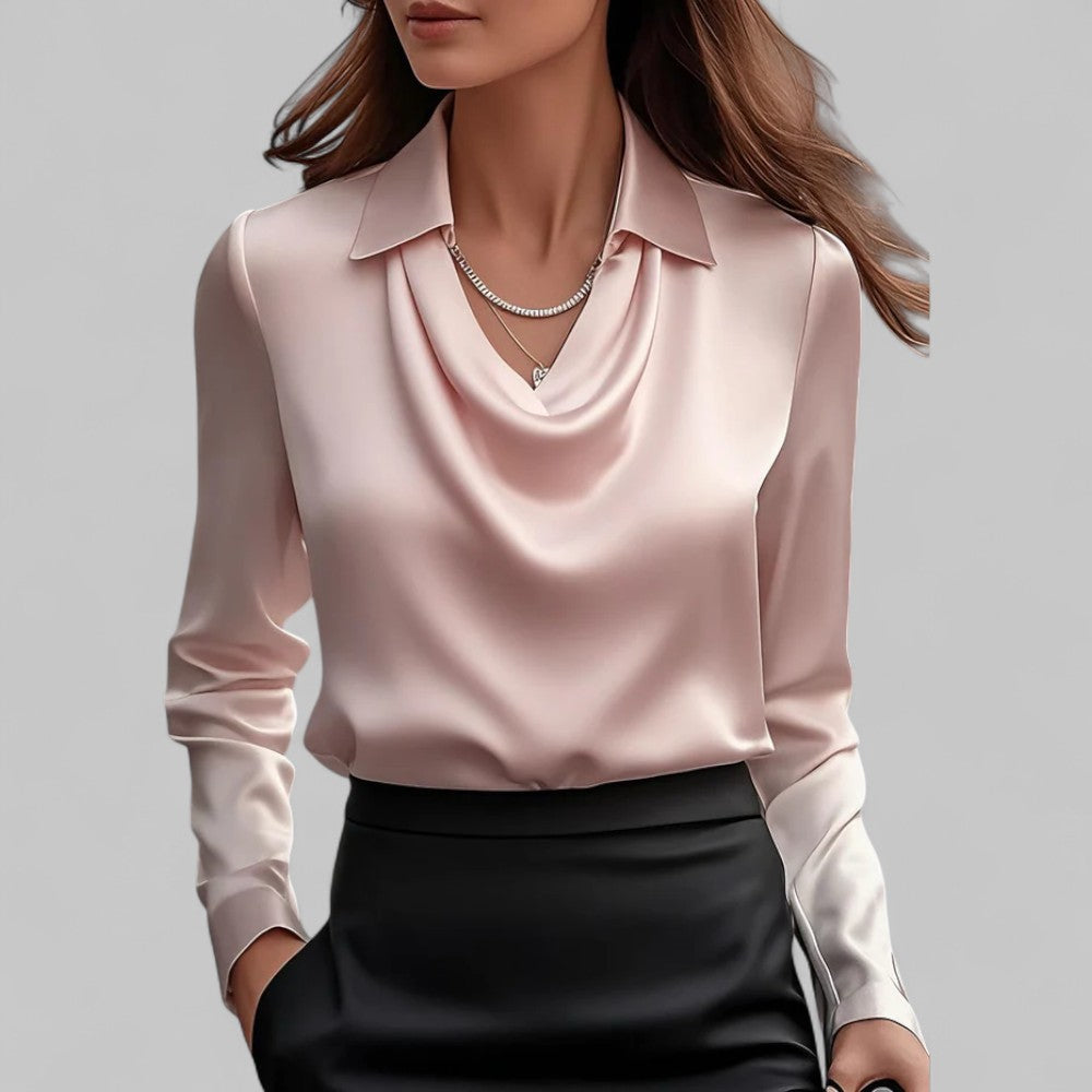 Blouse femme en satin à col cascade ANFINITE