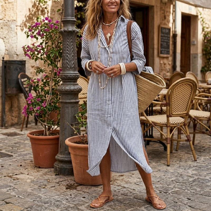 Abito Camicia a Righe Elegante ANFINITE Serena