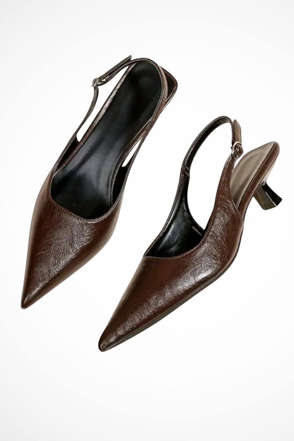 Lucinda Lak Slingback Heels med Spids Tå og Elegant Glans