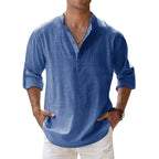 Camicia Henley Uomo in Lino con Bottoni