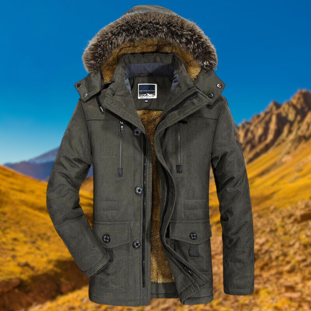 Parka d’hiver imperméable pour homme avec capuche amovible – Veste chaude avec doublure en polaire