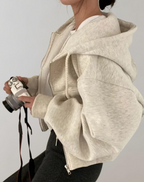 Felpa Donna con Cappuccio e Zip Integrale dal Fit Rilassato