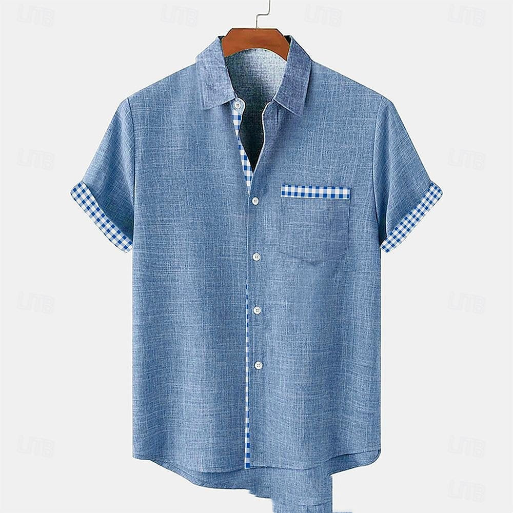 Chemise décontractée pour homme à manches courtes avec détails contrastants