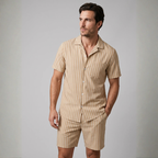 Completo da Uomo ANFINITE con Camicia a Righe e Pantaloncini