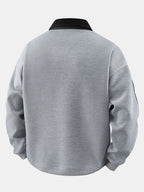 Polo de felpa para hombre con cremallera y textura de nido de abeja – corte cómodo y mangas a rayas