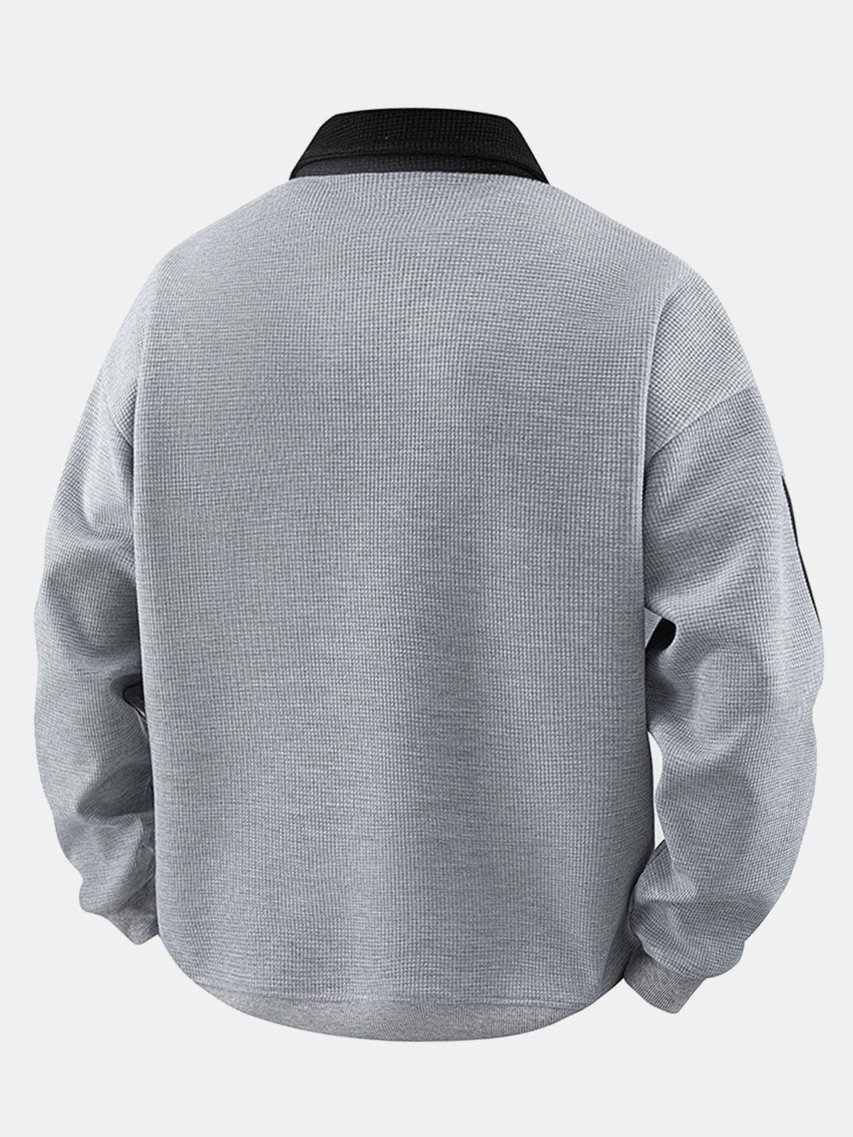 Polo de felpa para hombre con cremallera y textura de nido de abeja – corte cómodo y mangas a rayas