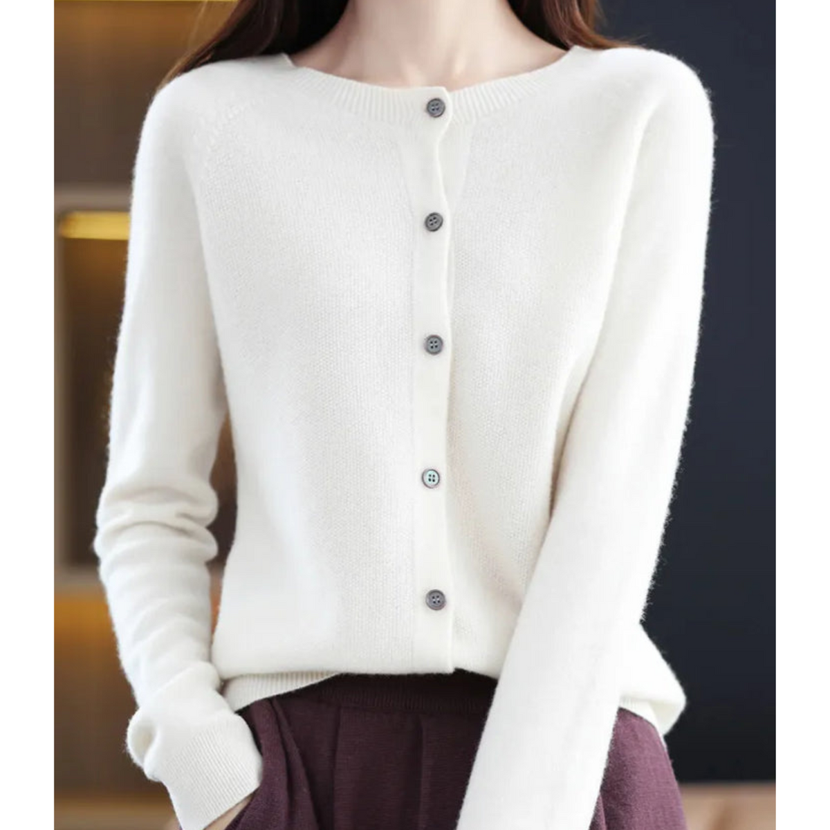 Cardigan Donna in Merino e Cashmere con Girocollo