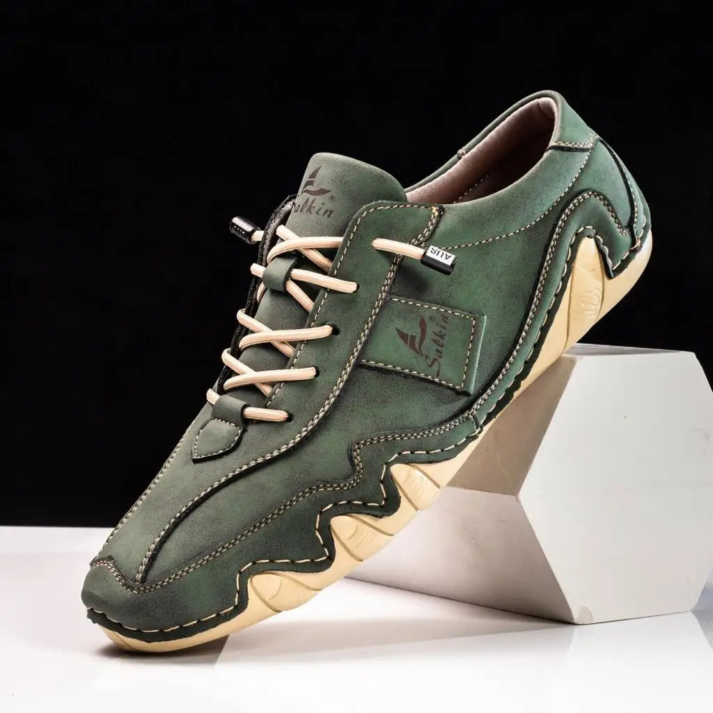 Sneakers Uomo Artigianali in Vera Pelle con Suola Ondulata