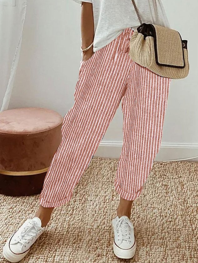Pantalon femme décontracté chic en lin ANFINITE