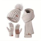 ANFINITE – Set Invernale Caldo 3-i-1 con Berretto, Sciarpa & Guanti Touchscreen per Donne