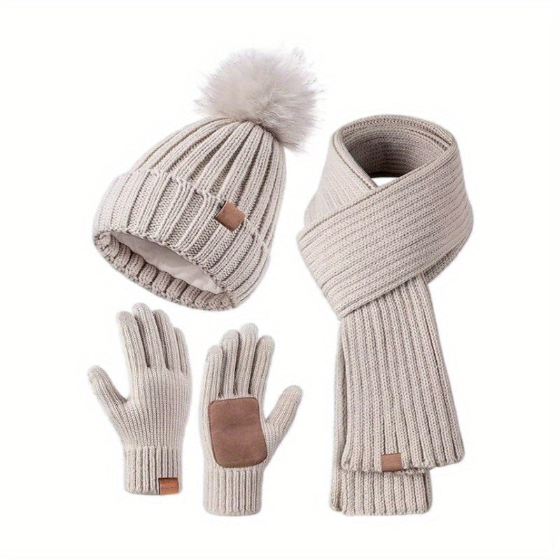 ANFINITE – Set Invernale Caldo 3-i-1 con Berretto, Sciarpa & Guanti Touchscreen per Donne
