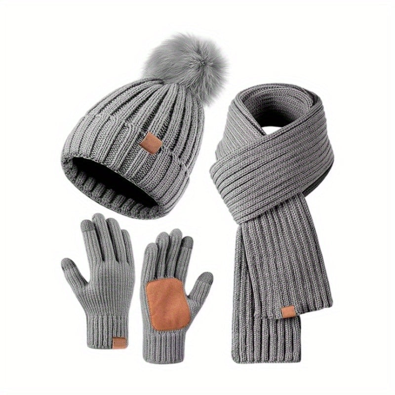 ANFINITE – Set Invernale Caldo 3-i-1 con Berretto, Sciarpa & Guanti Touchscreen per Donne