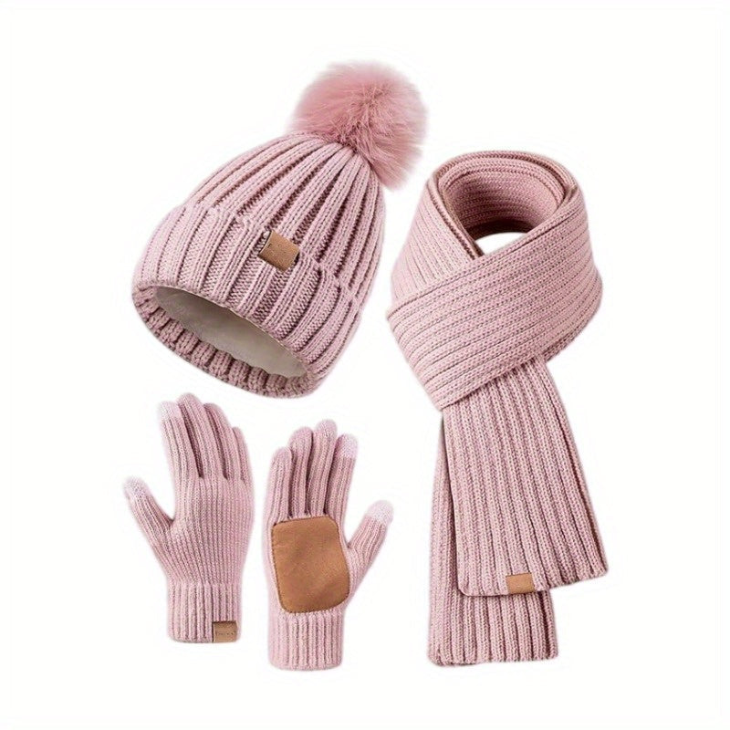 ANFINITE – Set Invernale Caldo 3-i-1 con Berretto, Sciarpa & Guanti Touchscreen per Donne