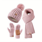 ANFINITE – Set Invernale Caldo 3-i-1 con Berretto, Sciarpa & Guanti Touchscreen per Donne