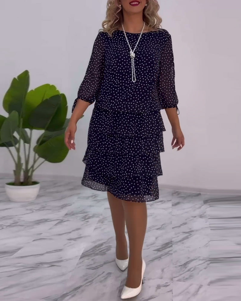 Abito a Maniche Corte Eleganza a Pois