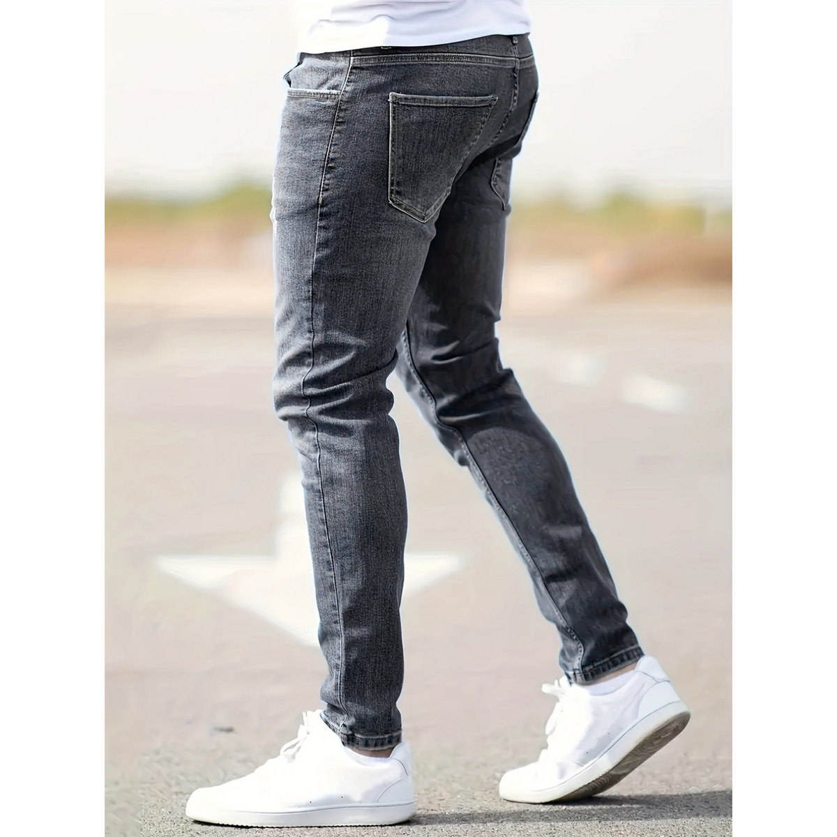 Jean homme slim extensible à effet usé – Denim décontracté moderne