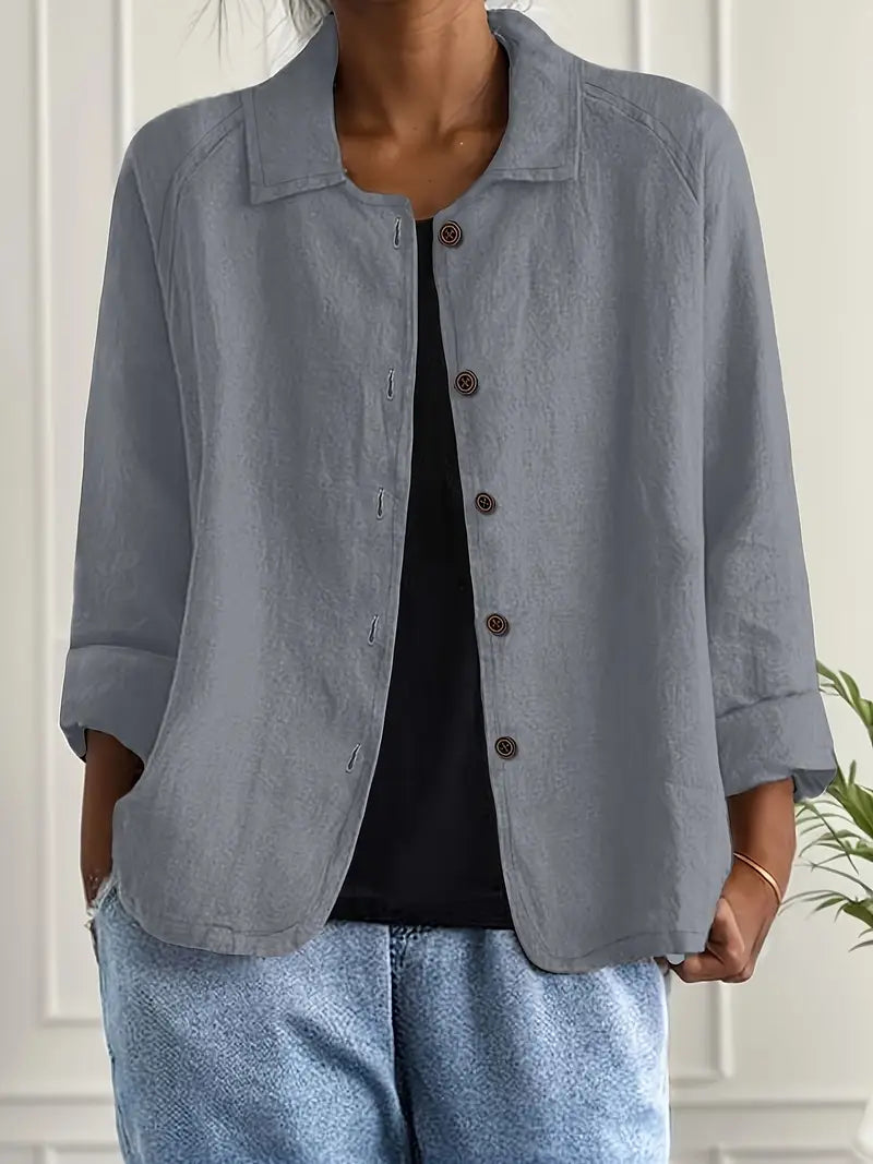 Cardigan Leggero Donna con Bottoni e Colletto Classico
