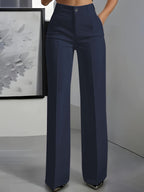 Pantalon femme habillé taille haute et jambe large