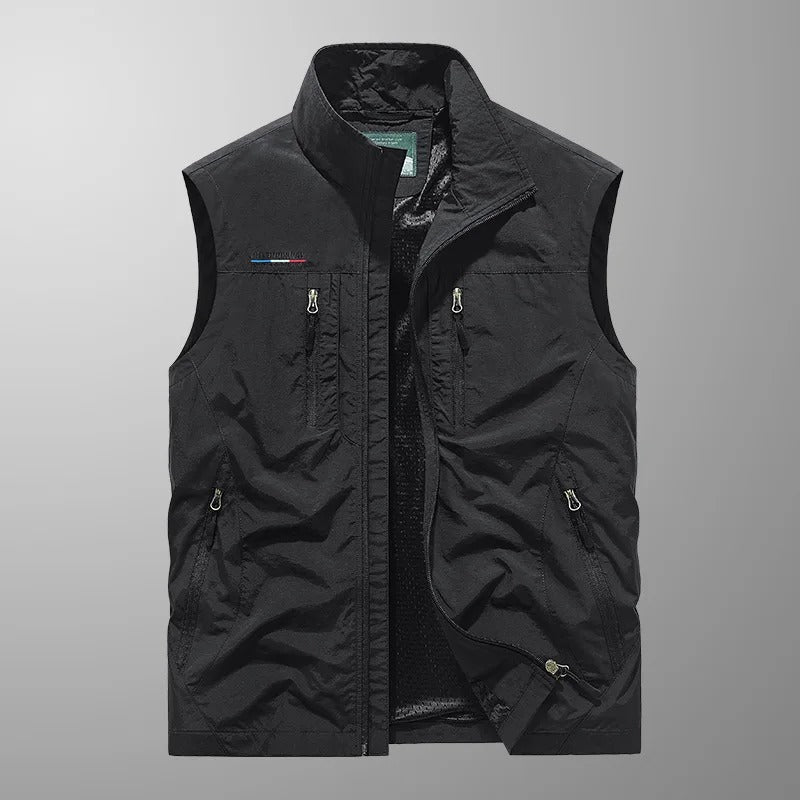 Gilet Uomo Smanicato con Zip, Collo Alto e Tasche