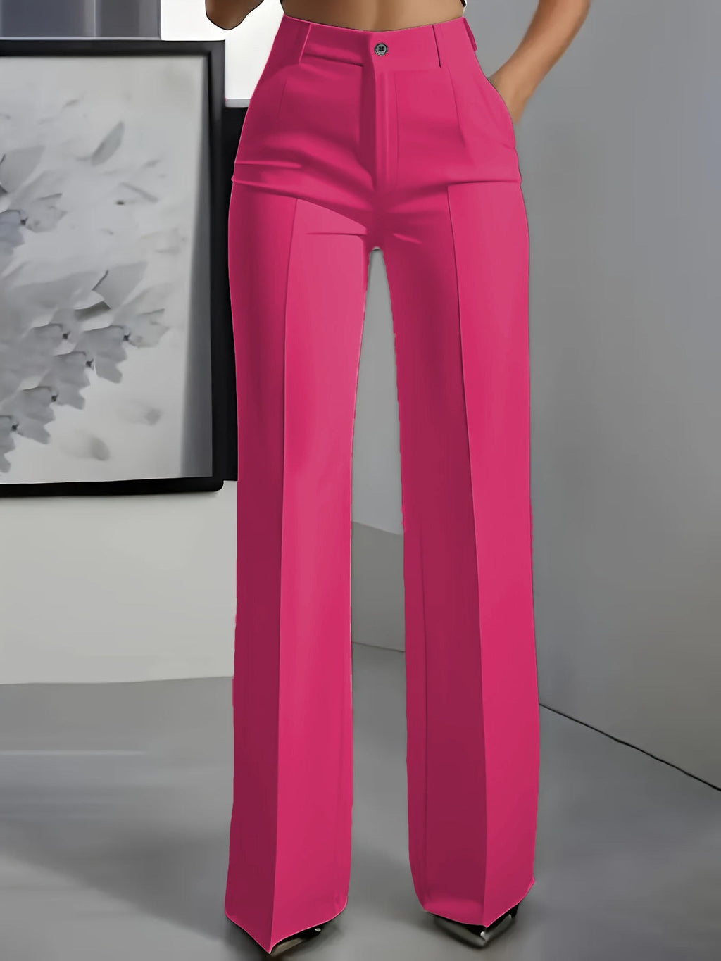 Pantalon femme habillé taille haute et jambe large