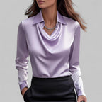 Blouse femme en satin à col cascade ANFINITE