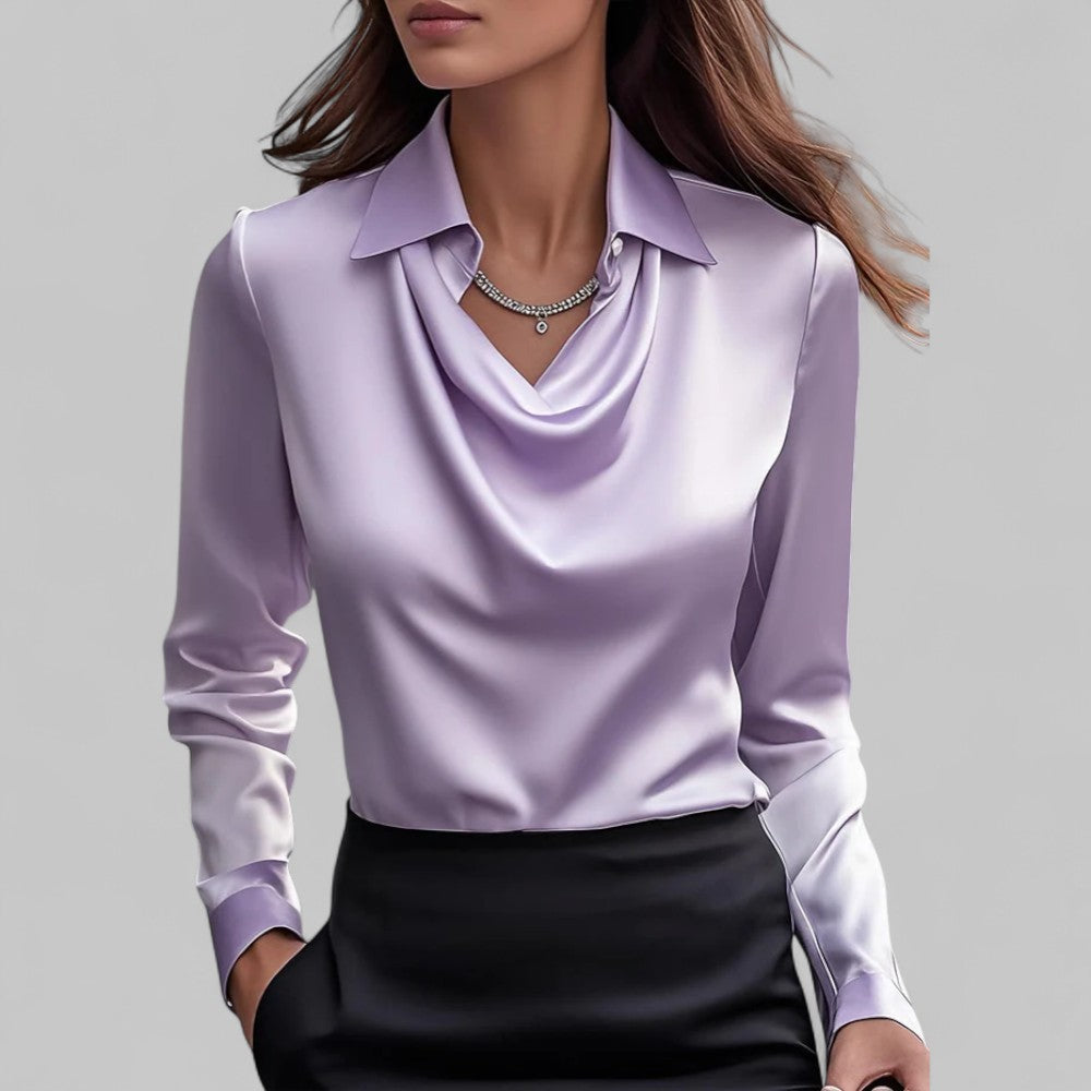 Blouse femme en satin à col cascade ANFINITE