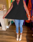 Ærmeløs Top Flæsedesign Revers Elegance